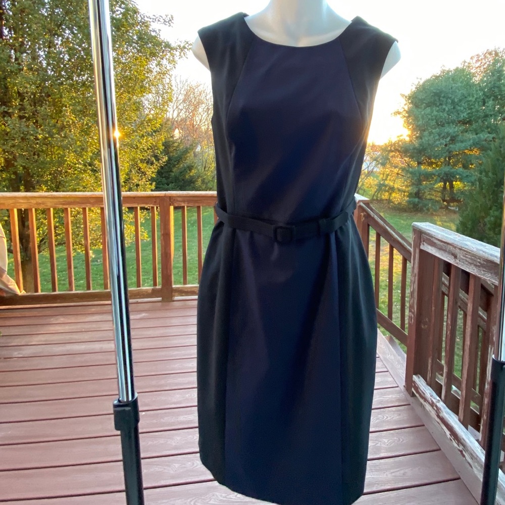 NWT Navy & Black Banana Republic Belted Sheath Dress, 4 - Picture 10 of 15